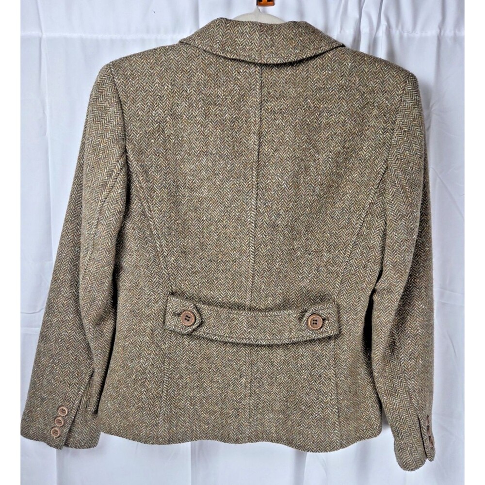 Talbots Petites Women's Size 4 Herringbone Wool Blend Blazer Jacket Brown Tweed - Picture 9 of 9